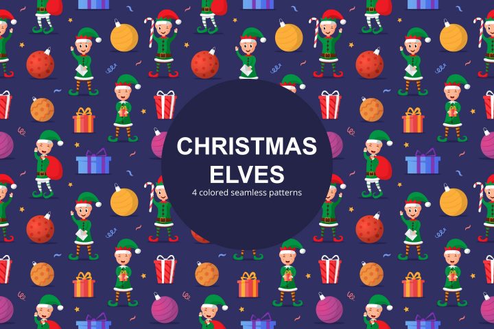 Christmas Elves Free Vector Seamless Pattern GraphicSurf