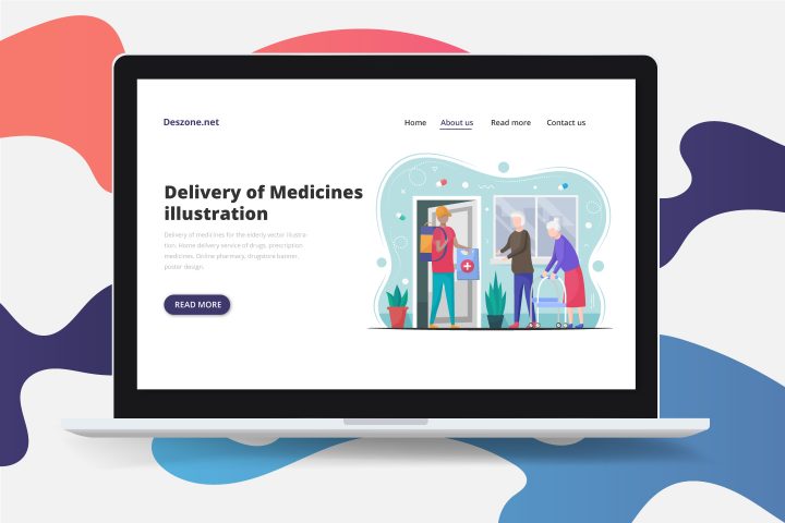 Delivery of Medicines for the Elderly Vector Illustration