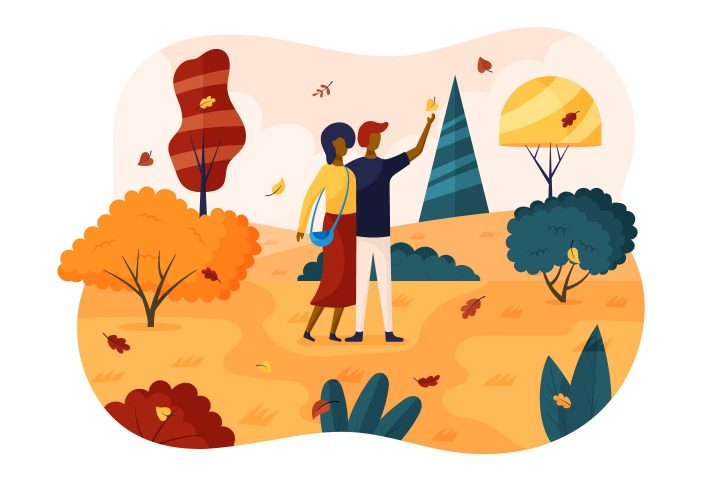 Lovers Walk in the Fall