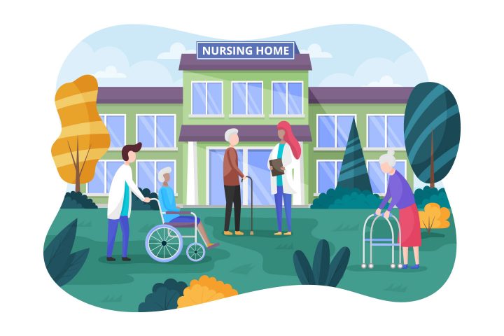 Nursing Home Vector Flat Design - GraphicSurf.com