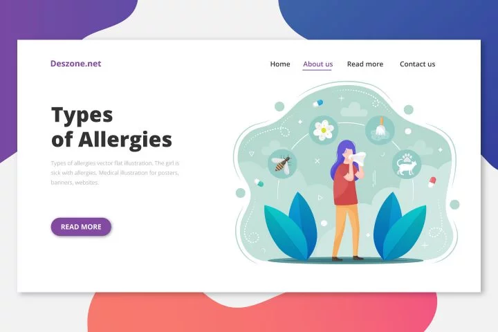 Types of Allergies Vector Flat Illustration