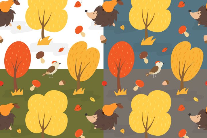 Autumn Forest Free Vector Seamless Pattern