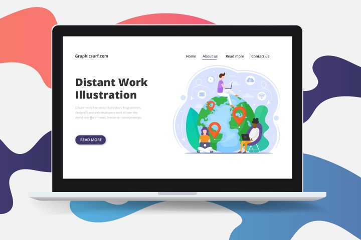 Distant Work Free Vector Illustration
