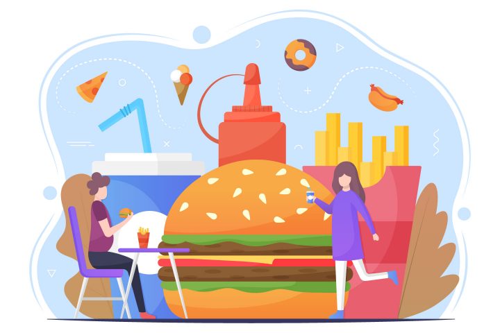 Free Fast Food Vector Flat Illustration - GraphicSurf.com