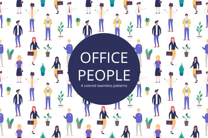 Office People Vector Free Seamless Pattern