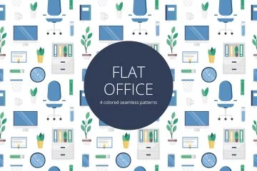 Office Vector Seamless Pattern in Flat Style