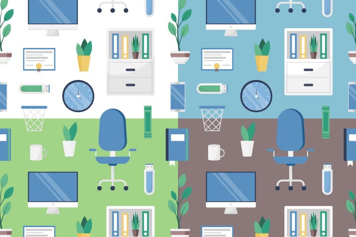 Office Vector Seamless Pattern in Flat Style