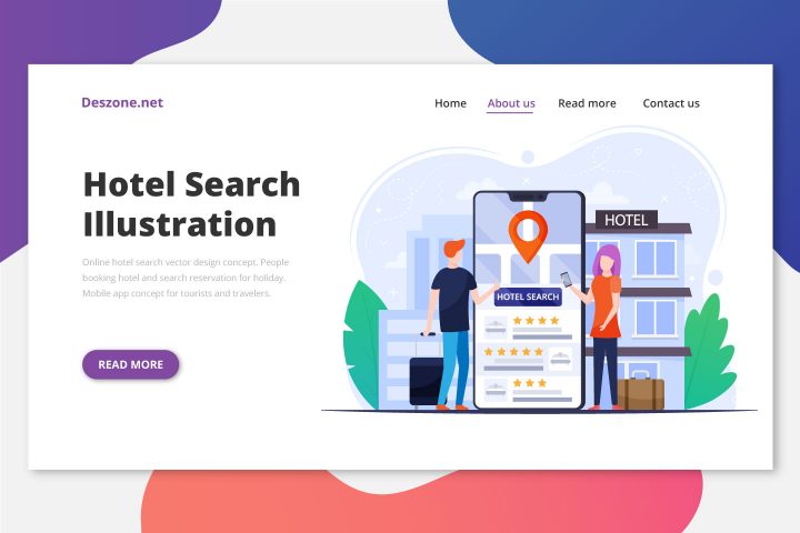 Online Hotel Search Vector Design Concept