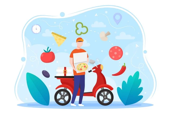 Pizza Delivery Free Flat Illustration
