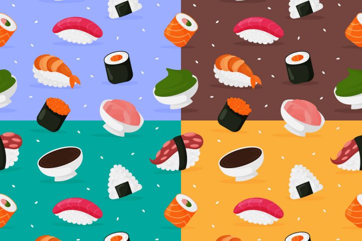Sushi and Rolls Vector Seamless Pattern