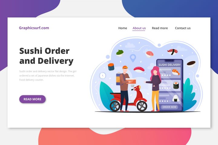 Sushi Order and Delivery Vector Flat Design