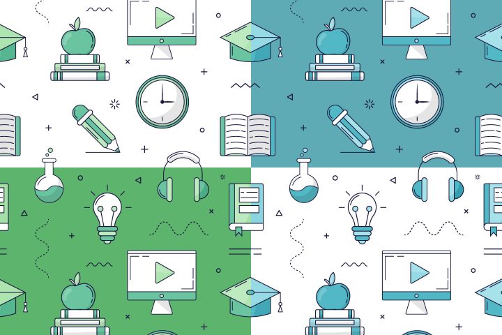 Education Vector Free Seamless Pattern in Linear Style
