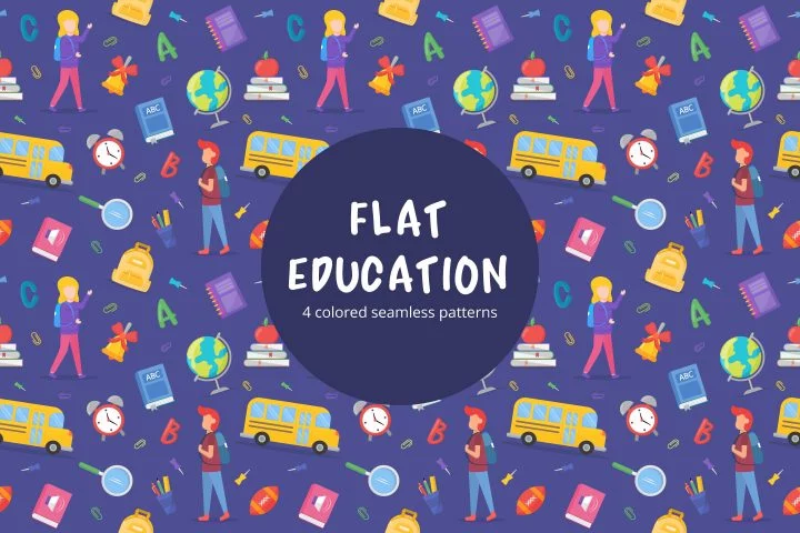 Flat Education Vector Seamless Pattern