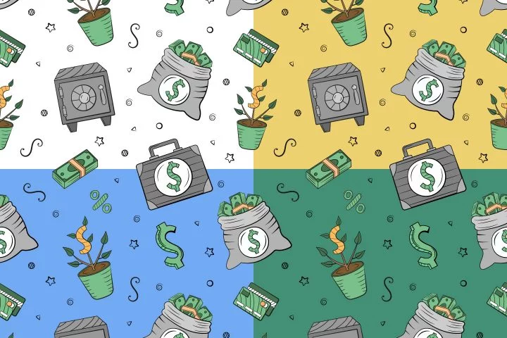 Money Seamless Pattern in Doodle Style