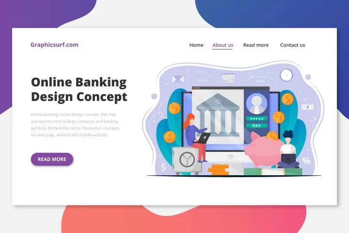 Online Banking Free Vector Design Concept