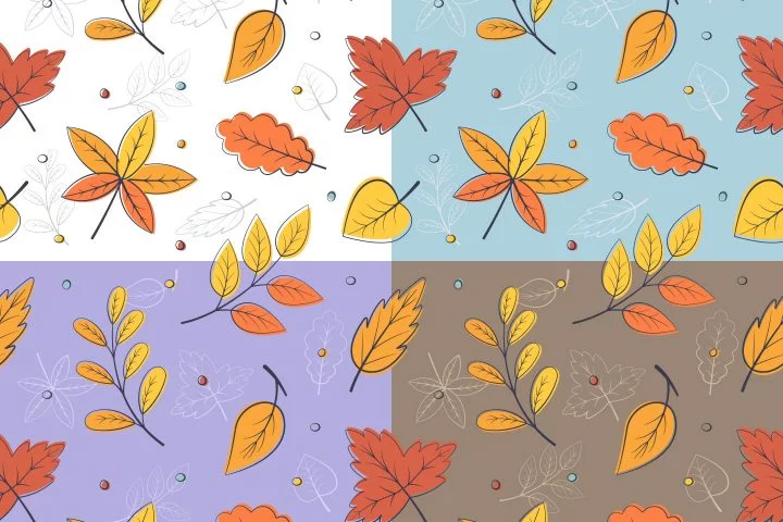 Autumn Leaves Free Vector Seamless Pattern