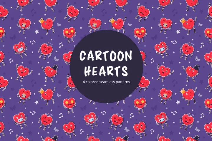 Cartoon Hearts Vector Seamless Pattern