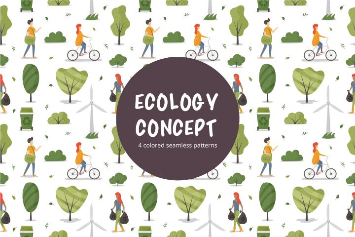 Ecology Concept Vector Free Seamless Pattern