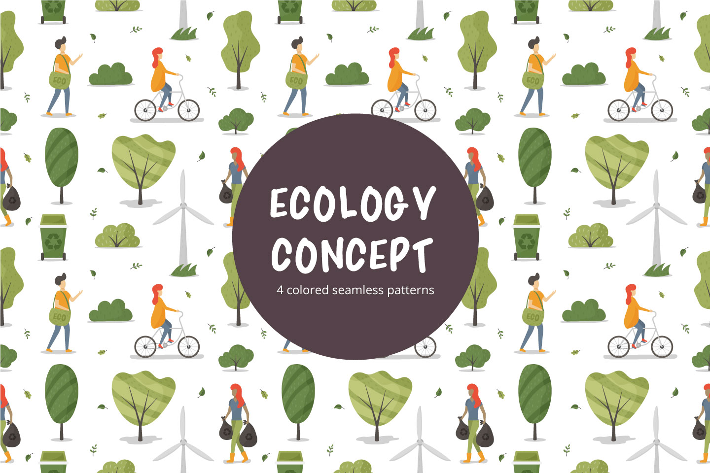 Ecology Concept Vector Free Seamless Pattern - GraphicSurf.com