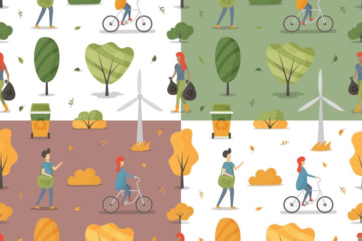 Ecology Concept Vector Free Seamless Pattern