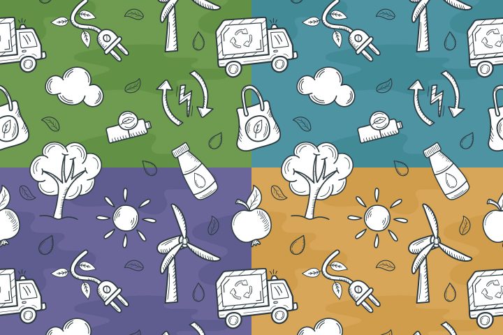 Ecology in Doodle Style Vector Free Seamless Pattern
