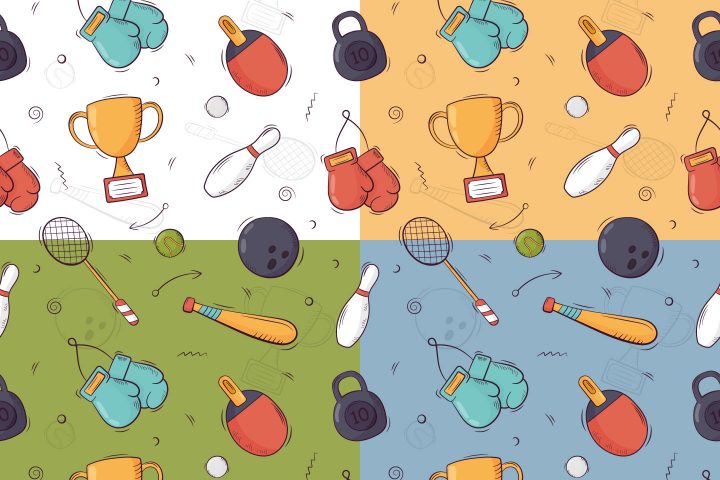 Sport Free Seamless Pattern in Doodle Style
