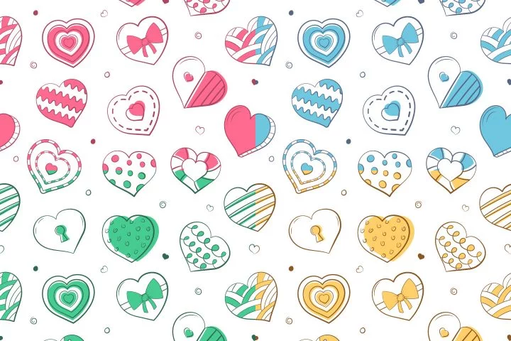 Colored Hearts Vector Free Seamless Pattern
