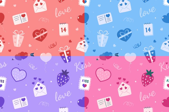 Romantic Valentines Day Vector Free Seamless Pattern