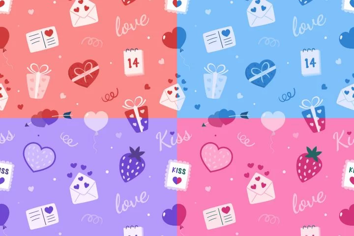 Romantic Valentines Day Vector Free Seamless Pattern