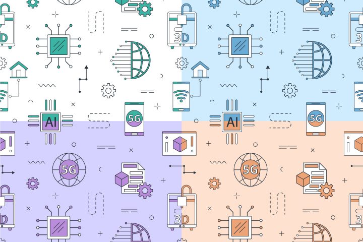 Technology Vector Seamless Pattern in Linear Style