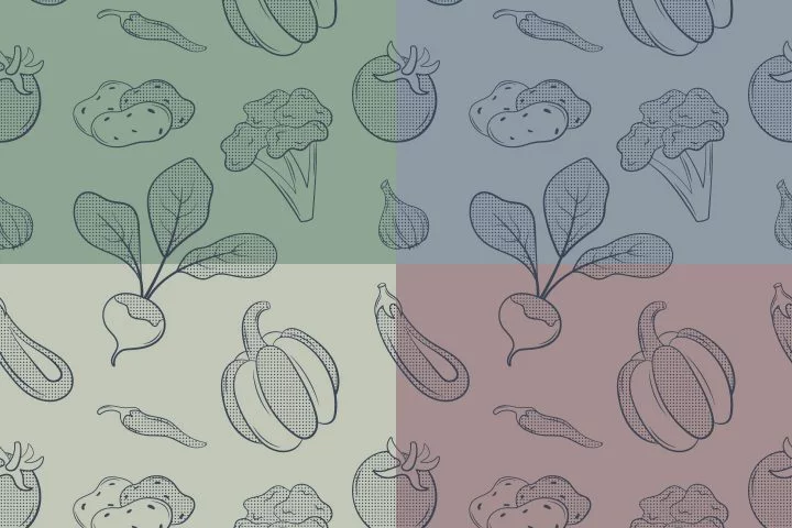 Vegetables Vector Free Pattern in Monochrome Style