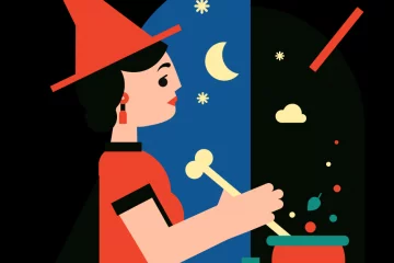 Witch making potion