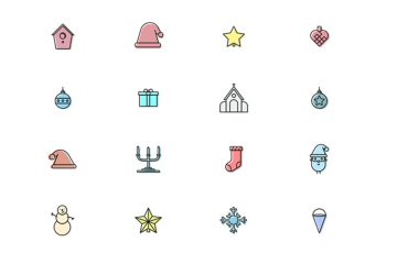 24 colored Xmas icons