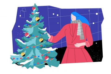 Woman Decoring Christmas Tree