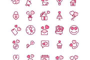 Valentine's Icons Filled Outlined