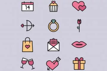 Outlined Valentine Icons